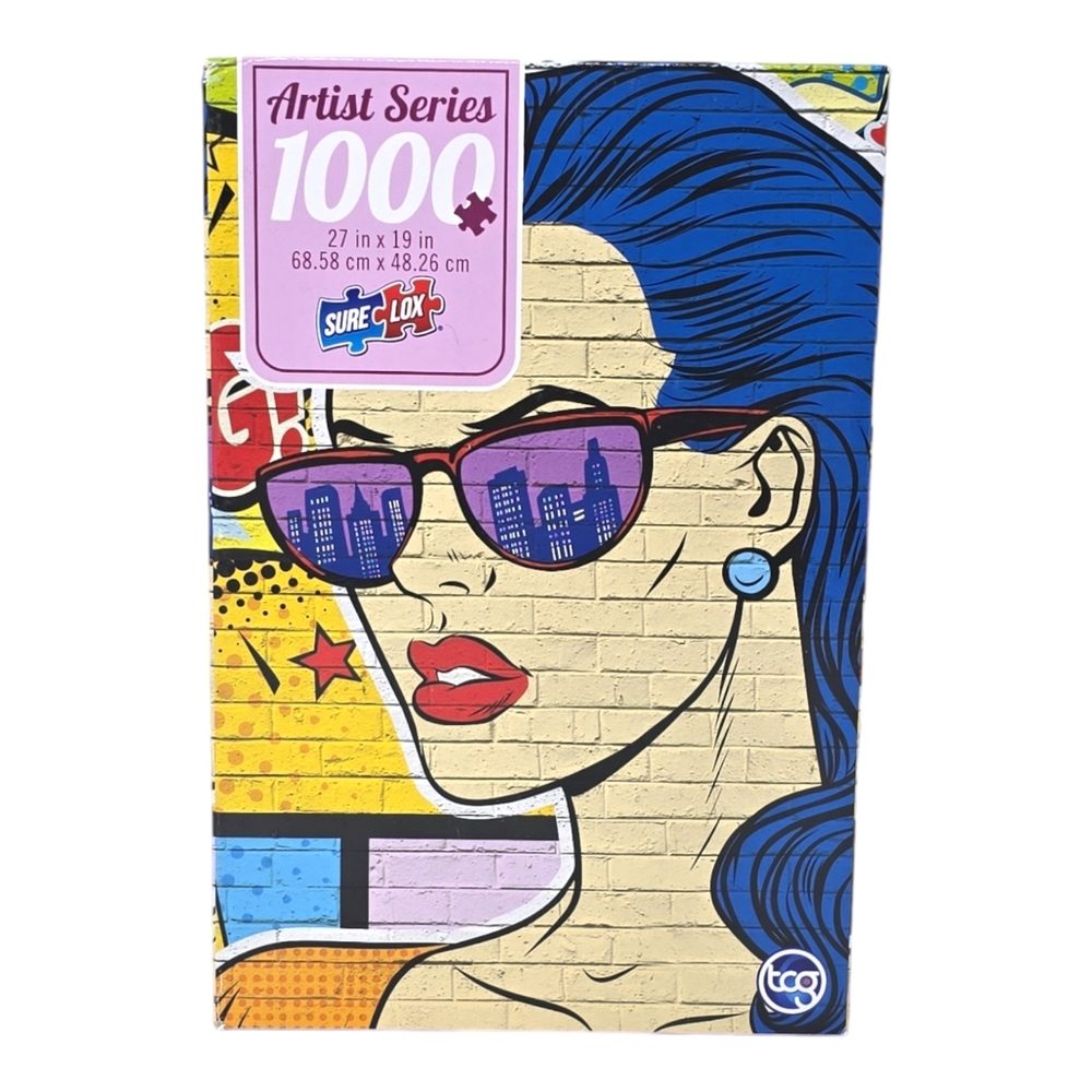 New 27x19inch 1000pc Jigsaw Puzzle Pop Art Woman Blue Hair Word Artist Series